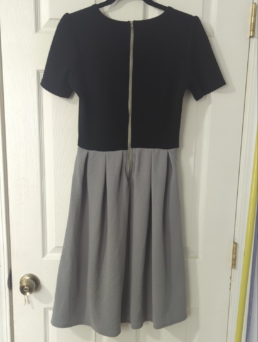 LuLaRoe Black & Gray Colorblock Dress - Picture 4 of 8